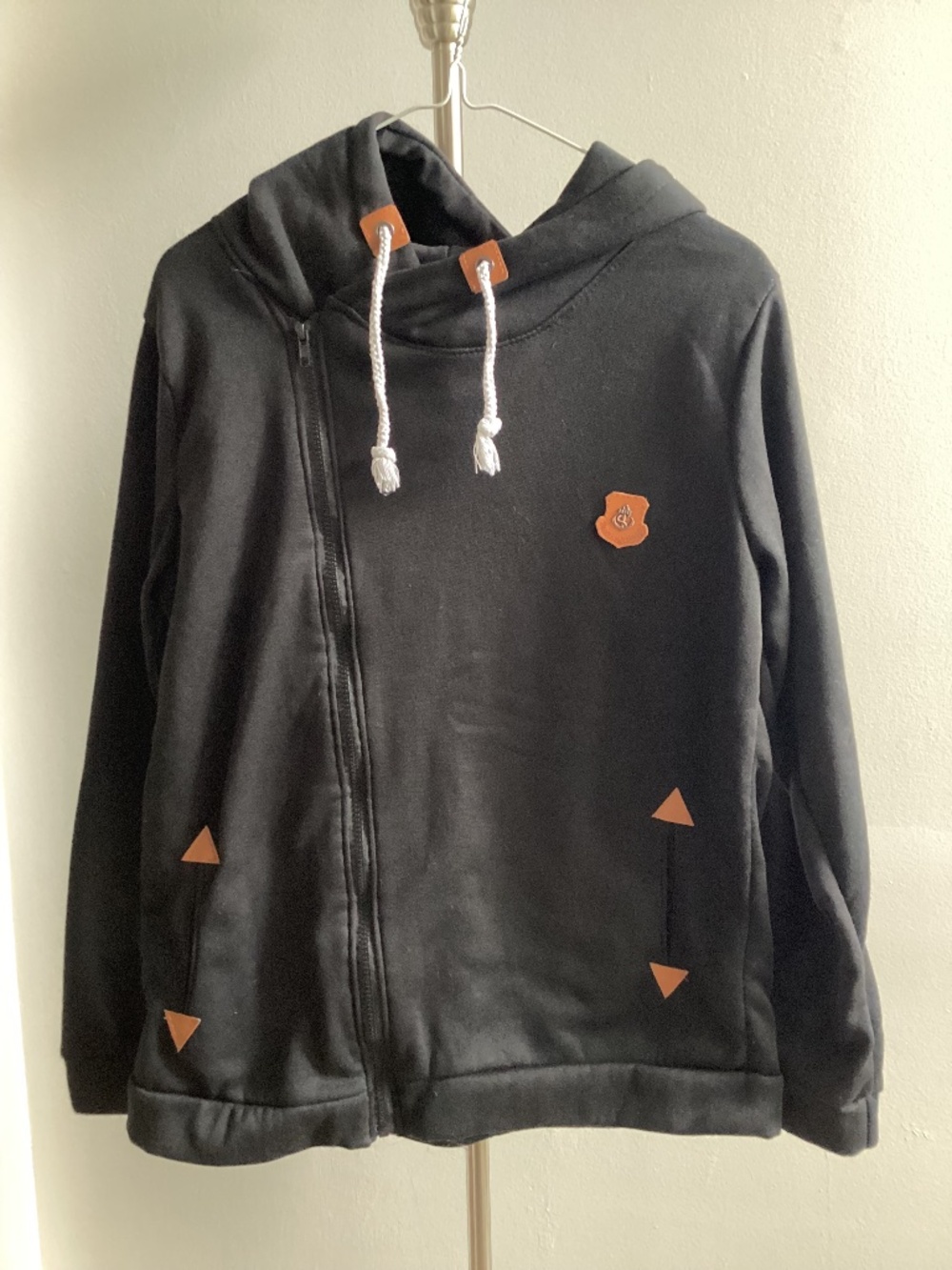 Black off centre zip hoodie
